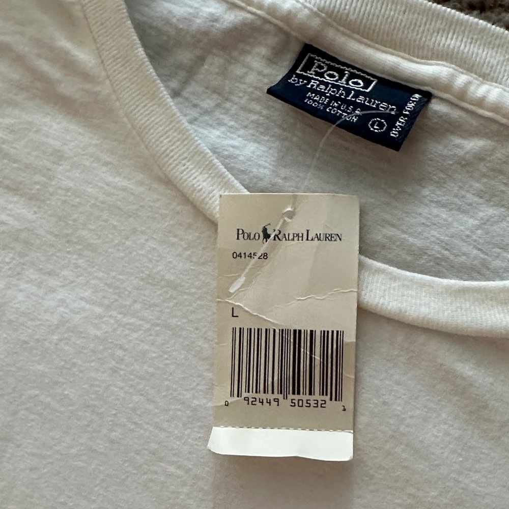 Polo by Ralph Lauren White Men's Tee w Chest Pocket Large - Picture 2 of 2
